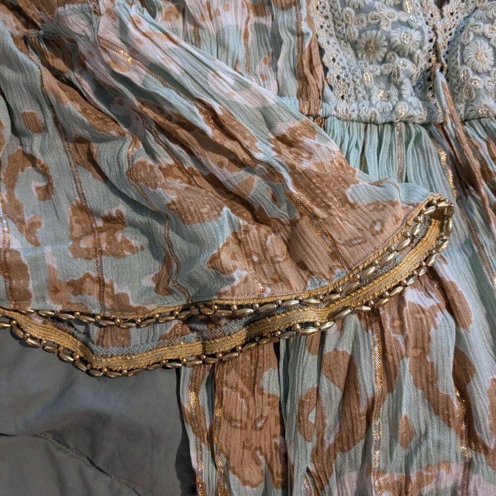 Green and Gold Boho maxi dress - Picture 3 of 6